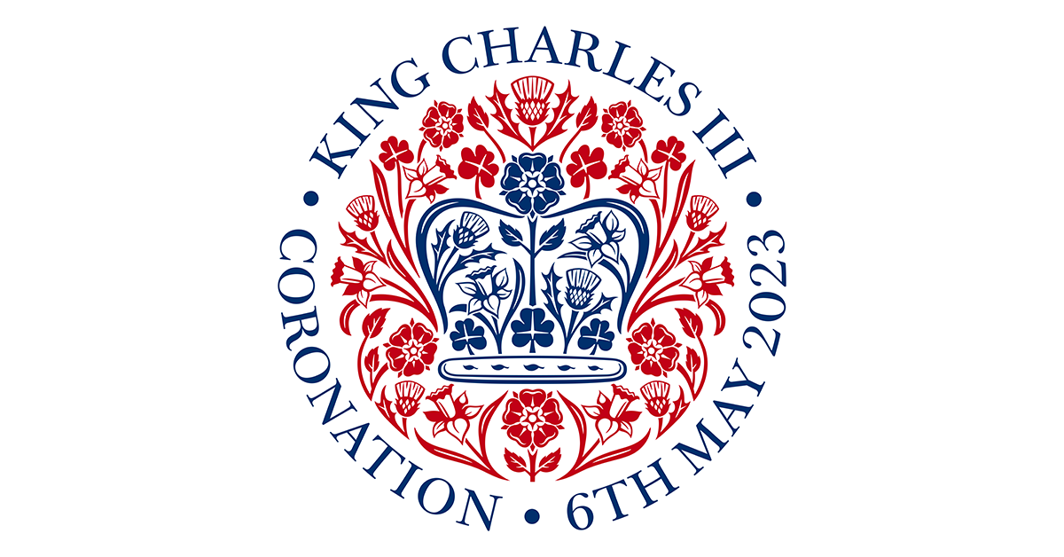 Official Coronation Emblem in red and blue